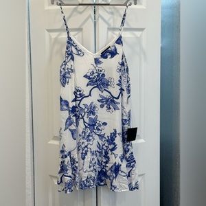 White and blue floral sundress mini